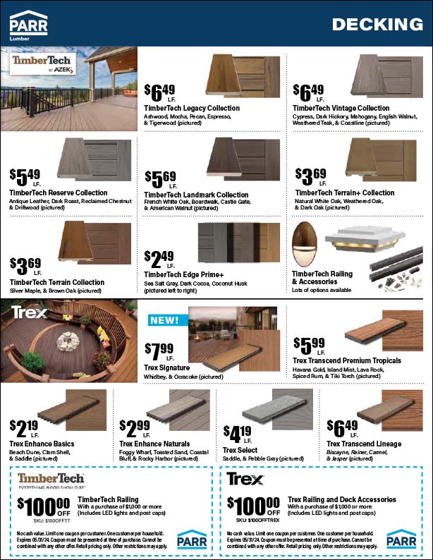 May 2024 Specials | Parr Lumber
