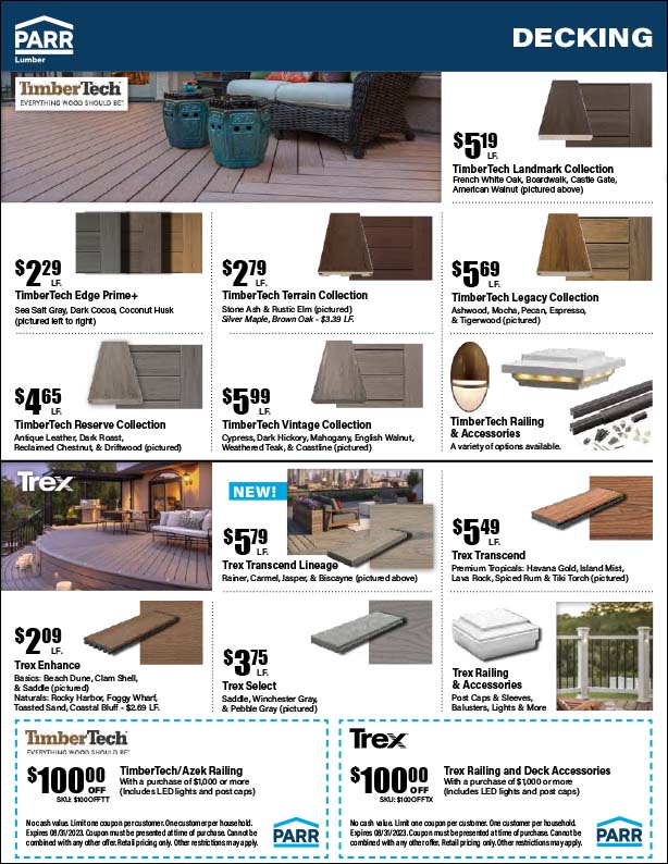 August 2023 Specials | Parr Lumber